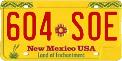 NM license plate 604SOE
