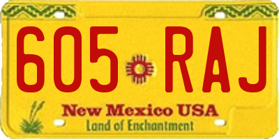 NM license plate 605RAJ