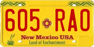 NM license plate 605RAO