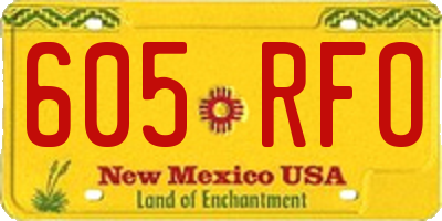 NM license plate 605RFO