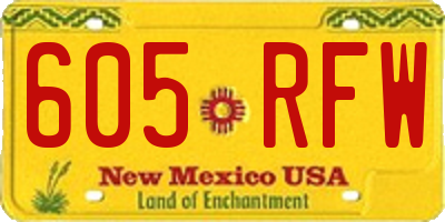 NM license plate 605RFW