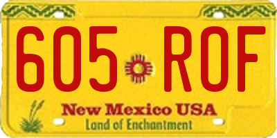 NM license plate 605ROF