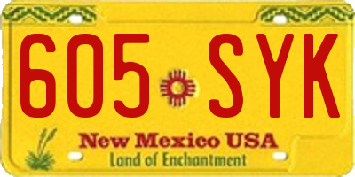 NM license plate 605SYK
