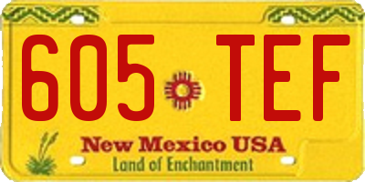 NM license plate 605TEF