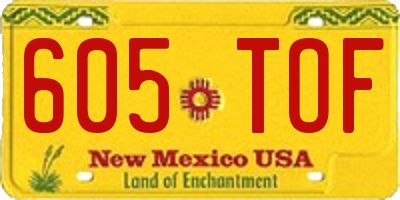 NM license plate 605TOF
