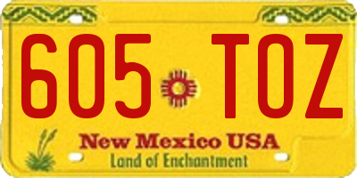 NM license plate 605TOZ