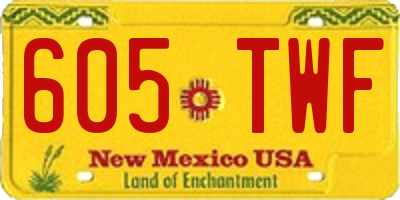 NM license plate 605TWF