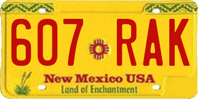 NM license plate 607RAK