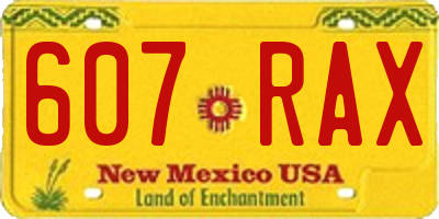 NM license plate 607RAX