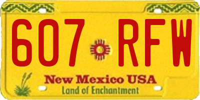 NM license plate 607RFW