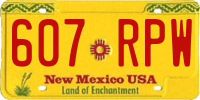 NM license plate 607RPW