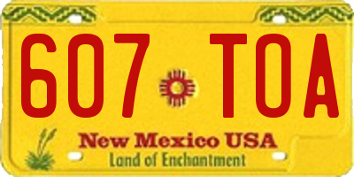 NM license plate 607TOA