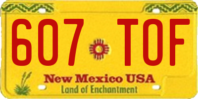 NM license plate 607TOF