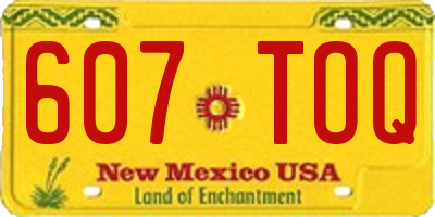 NM license plate 607TOQ