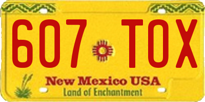 NM license plate 607TOX