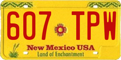 NM license plate 607TPW