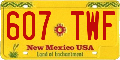 NM license plate 607TWF