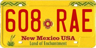 NM license plate 608RAE