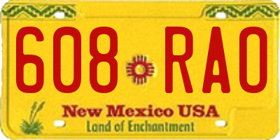 NM license plate 608RAO