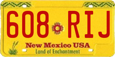 NM license plate 608RIJ