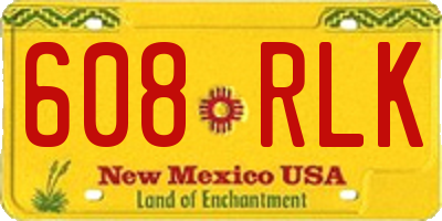 NM license plate 608RLK