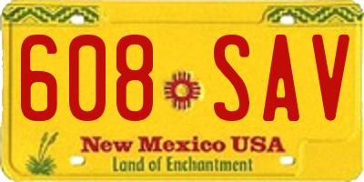 NM license plate 608SAV