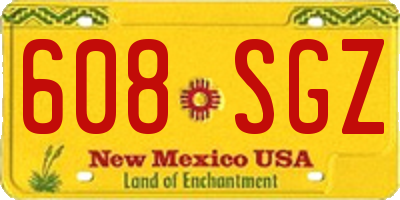NM license plate 608SGZ