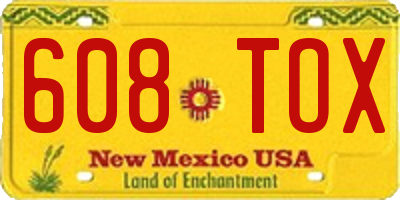 NM license plate 608TOX