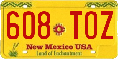 NM license plate 608TOZ