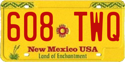 NM license plate 608TWQ