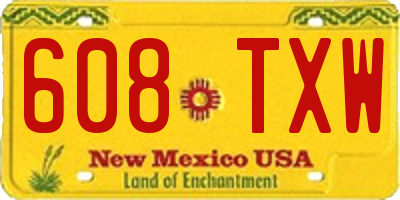 NM license plate 608TXW