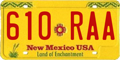 NM license plate 610RAA