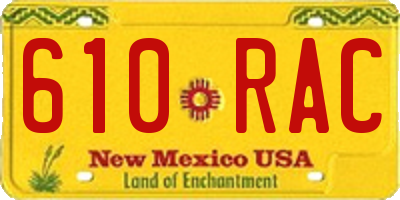 NM license plate 610RAC