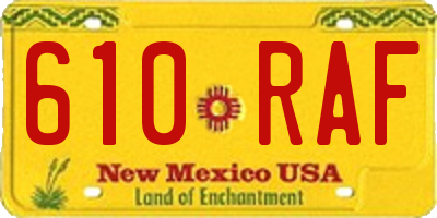 NM license plate 610RAF