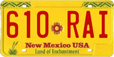 NM license plate 610RAI