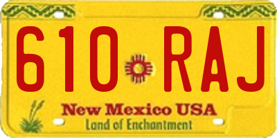 NM license plate 610RAJ