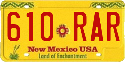 NM license plate 610RAR