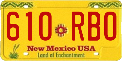 NM license plate 610RBO