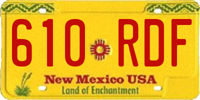 NM license plate 610RDF