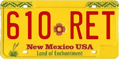 NM license plate 610RET