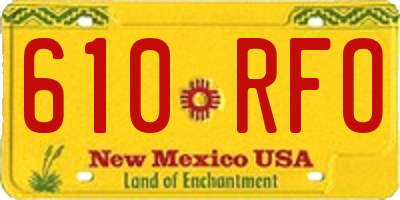 NM license plate 610RFO