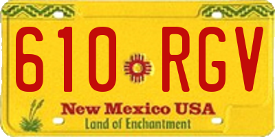 NM license plate 610RGV