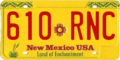 NM license plate 610RNC