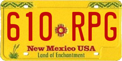 NM license plate 610RPG