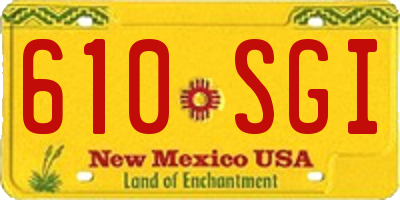 NM license plate 610SGI
