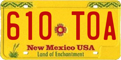 NM license plate 610TOA