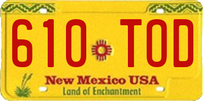 NM license plate 610TOD