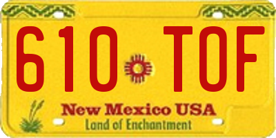 NM license plate 610TOF
