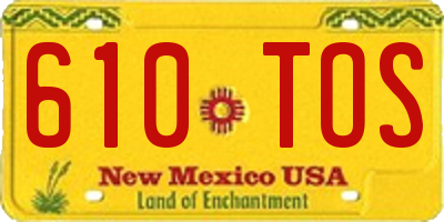 NM license plate 610TOS