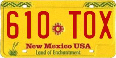 NM license plate 610TOX